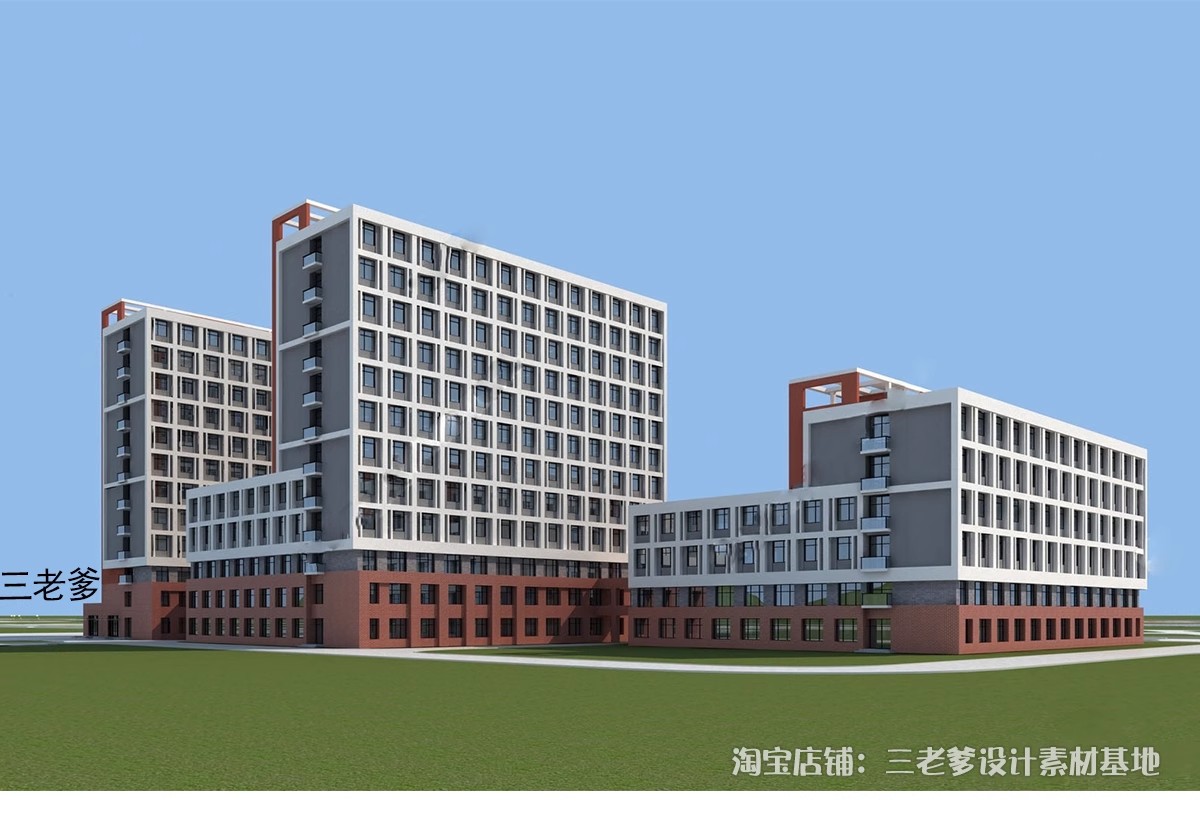 图片[18]-宿舍楼SU模型现代工厂区学校学生寝室职工公寓楼住宅建筑草图大师-大怪兽分享