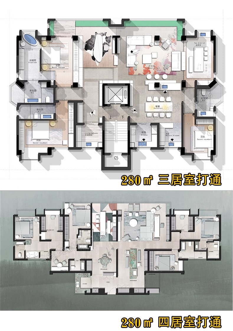 图片[18]-家装户型图室内设计平面家具布局图CAD方案ps分层PSD彩平图源文件-大怪兽分享