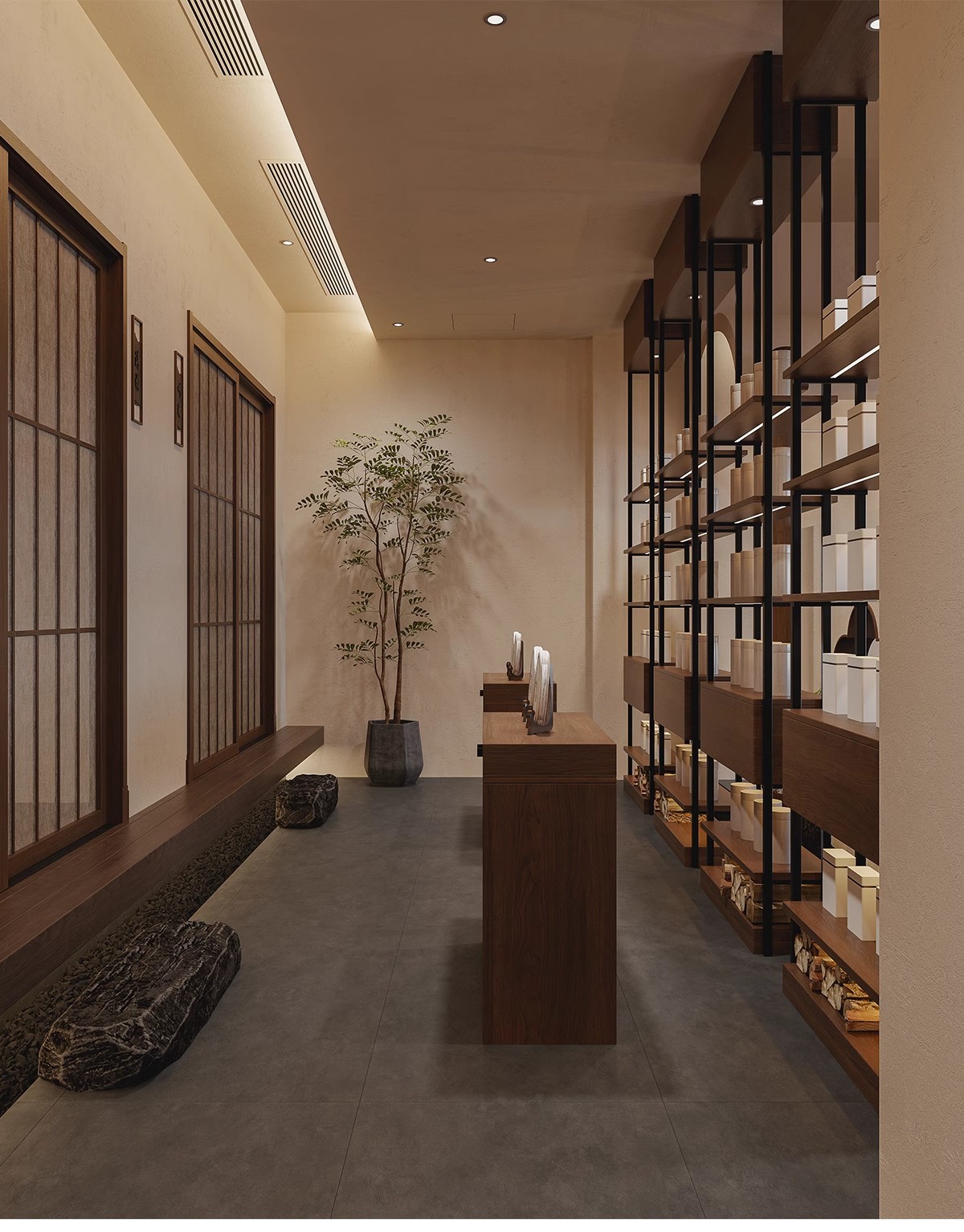 图片[17]-茶楼茶馆设计效果图现代禅意中式侘寂风室内茶室会所工装装修图片-大怪兽分享