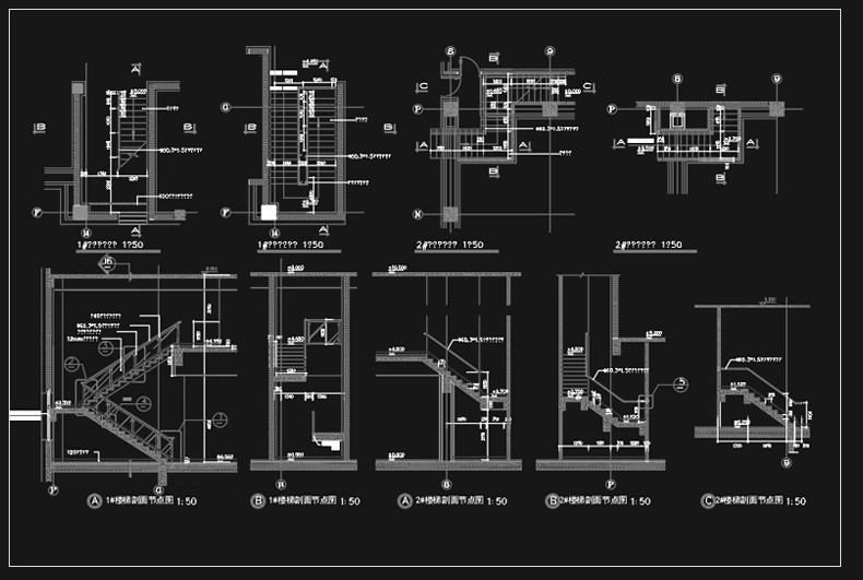 图片[18]-室内住宅楼梯节点大样图平面立面图剖面图扶手栏杆cad图纸施工图-大怪兽分享