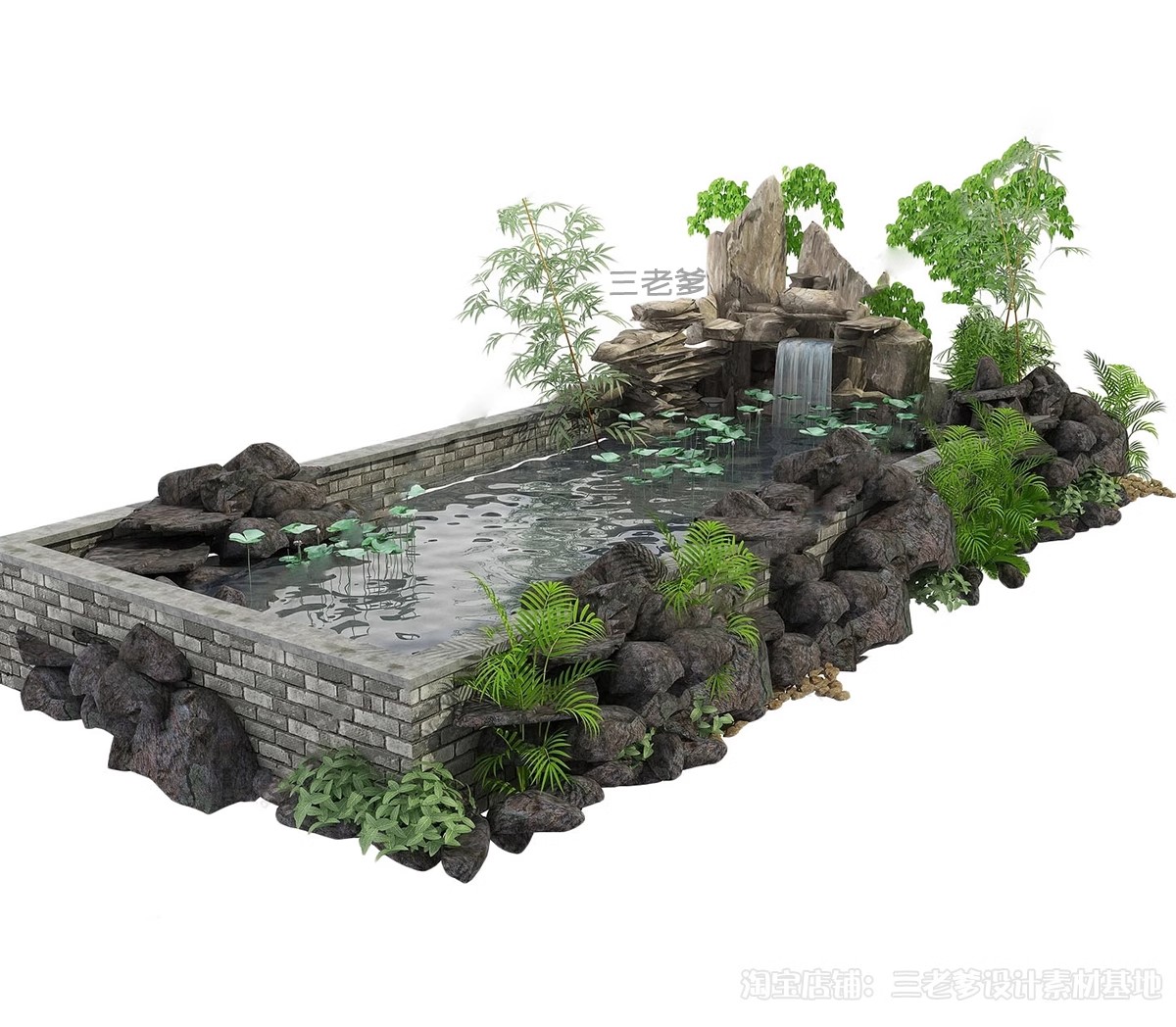 图片[19]-庭院花园鱼池su模型锦鲤园林私家水景假山鱼缸水族箱金鱼草图大师-大怪兽分享
