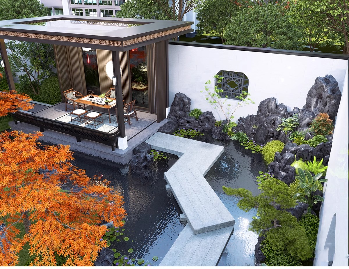 图片[18]-禅意新中式日式别墅庭院茶室枯山水景观假山流水SU模型草图大师-大怪兽分享