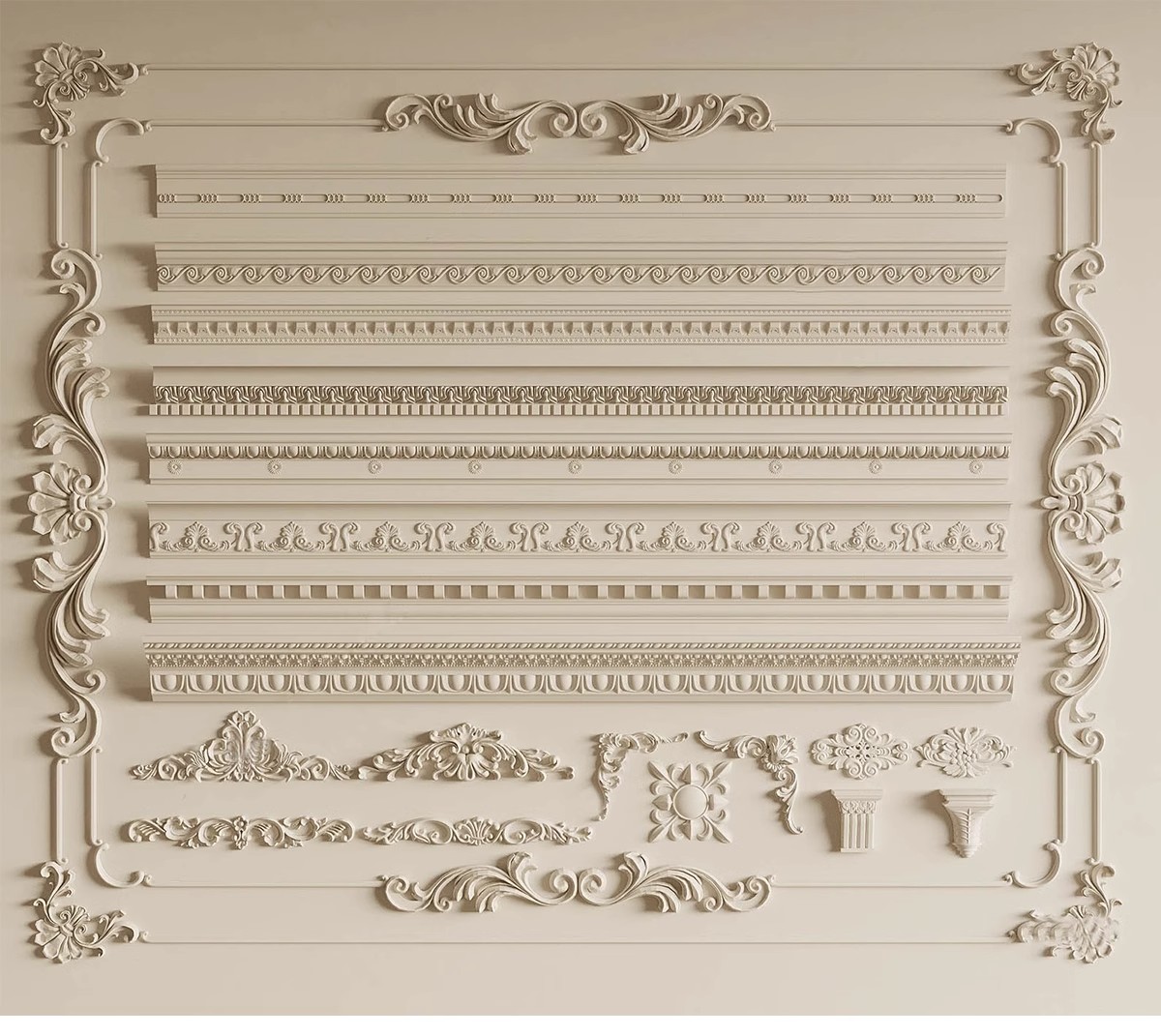 图片[19]-草图大师欧式法式雕花角花罗马柱石膏线条角线建筑构件SU模型库-大怪兽分享