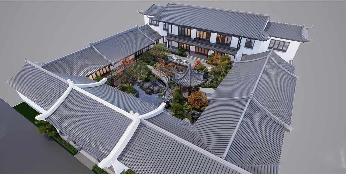 图片[19]-美丽乡村新中式徽派民宿民居民房别墅四合院建筑草图大师SU模型库-大怪兽分享