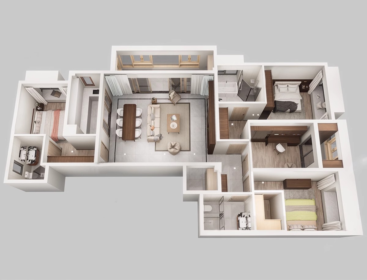 图片[28]-家装全屋整套客厅卧室厨房北欧现代新中式整体全套室内设计SU模型-大怪兽分享