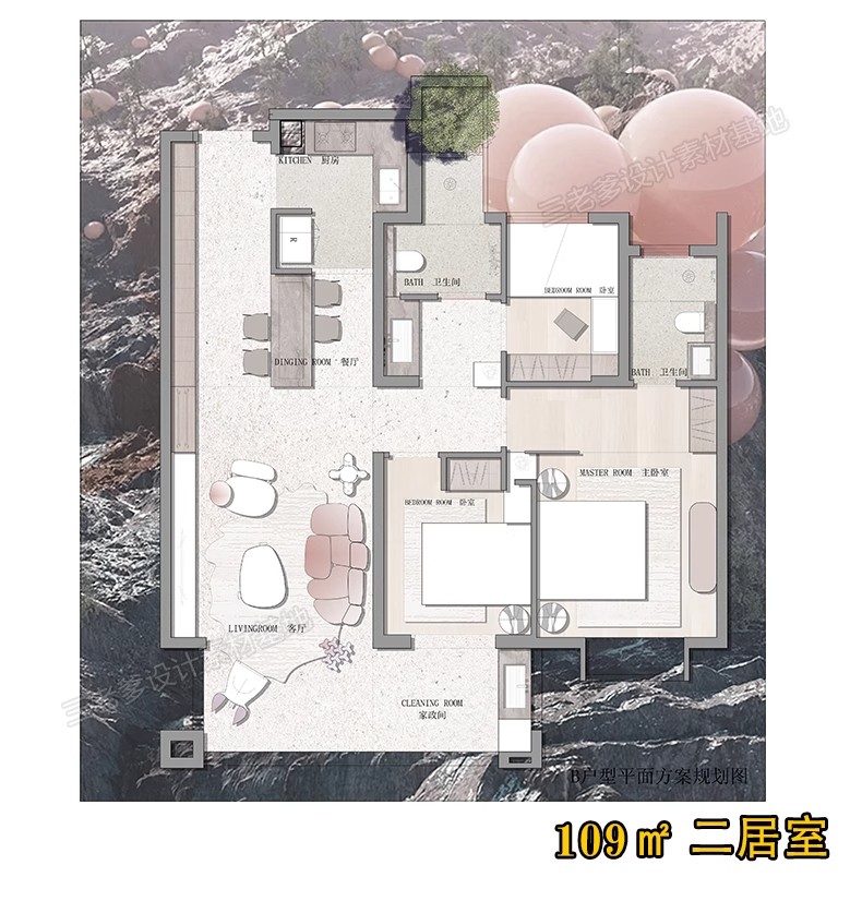 图片[19]-家装户型图室内设计平面家具布局图CAD方案ps分层PSD彩平图源文件-大怪兽分享