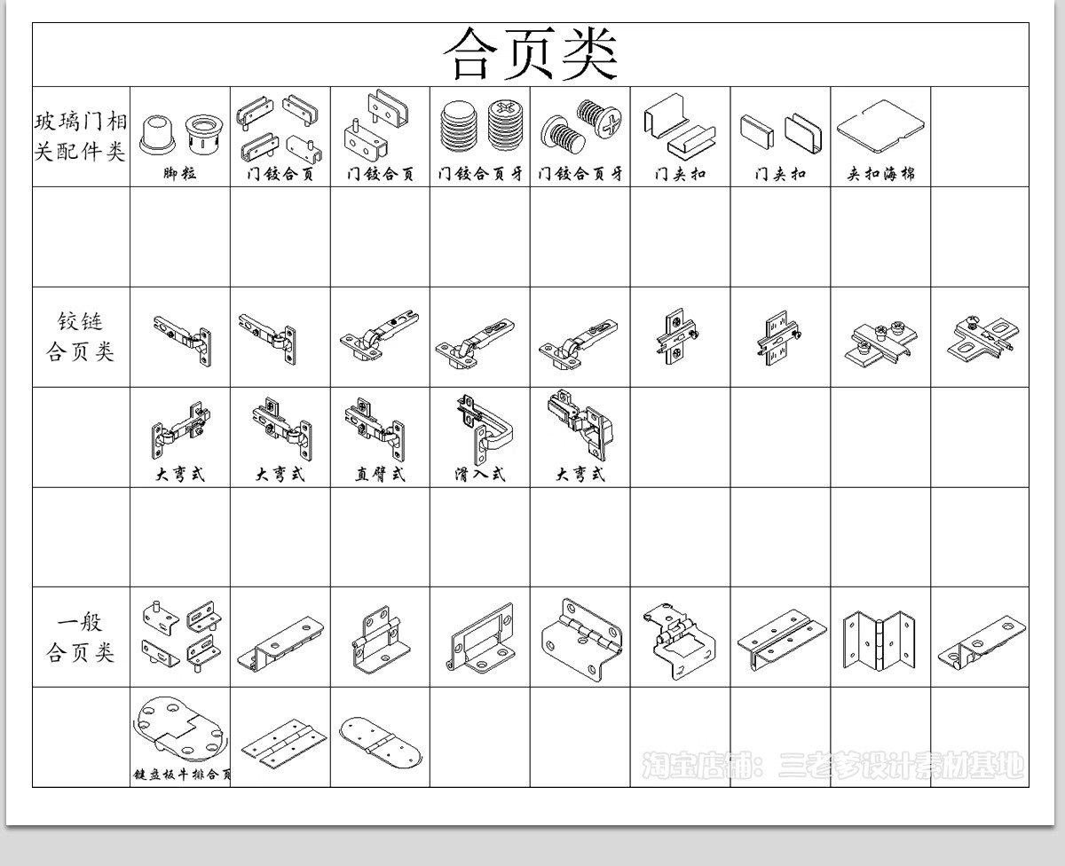 图片[19]-全屋定制五金CAD图库 家具柜子设计下单图拆单图拉手配件施工图纸-大怪兽分享