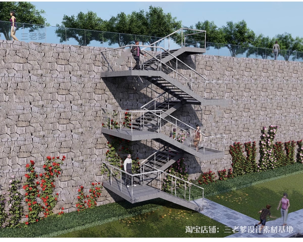 图片[20]-户外钢结构楼梯SU模型建筑工地安全爬梯设计sketchup草图大师素材-大怪兽分享