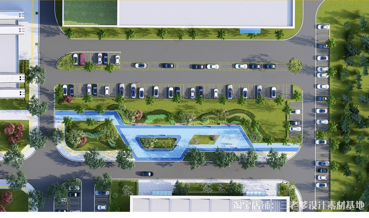 图片[20]-户外生态露天停车场SU模型公共停车坪停车位sketchup草图大师素材-大怪兽分享
