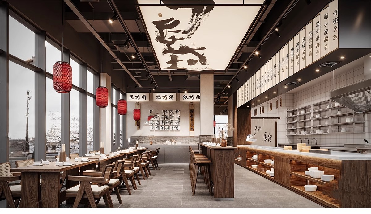 图片[19]-草图大师新中式风格餐饮店铺门头中餐厅餐馆快餐店室内设计SU模型-大怪兽分享