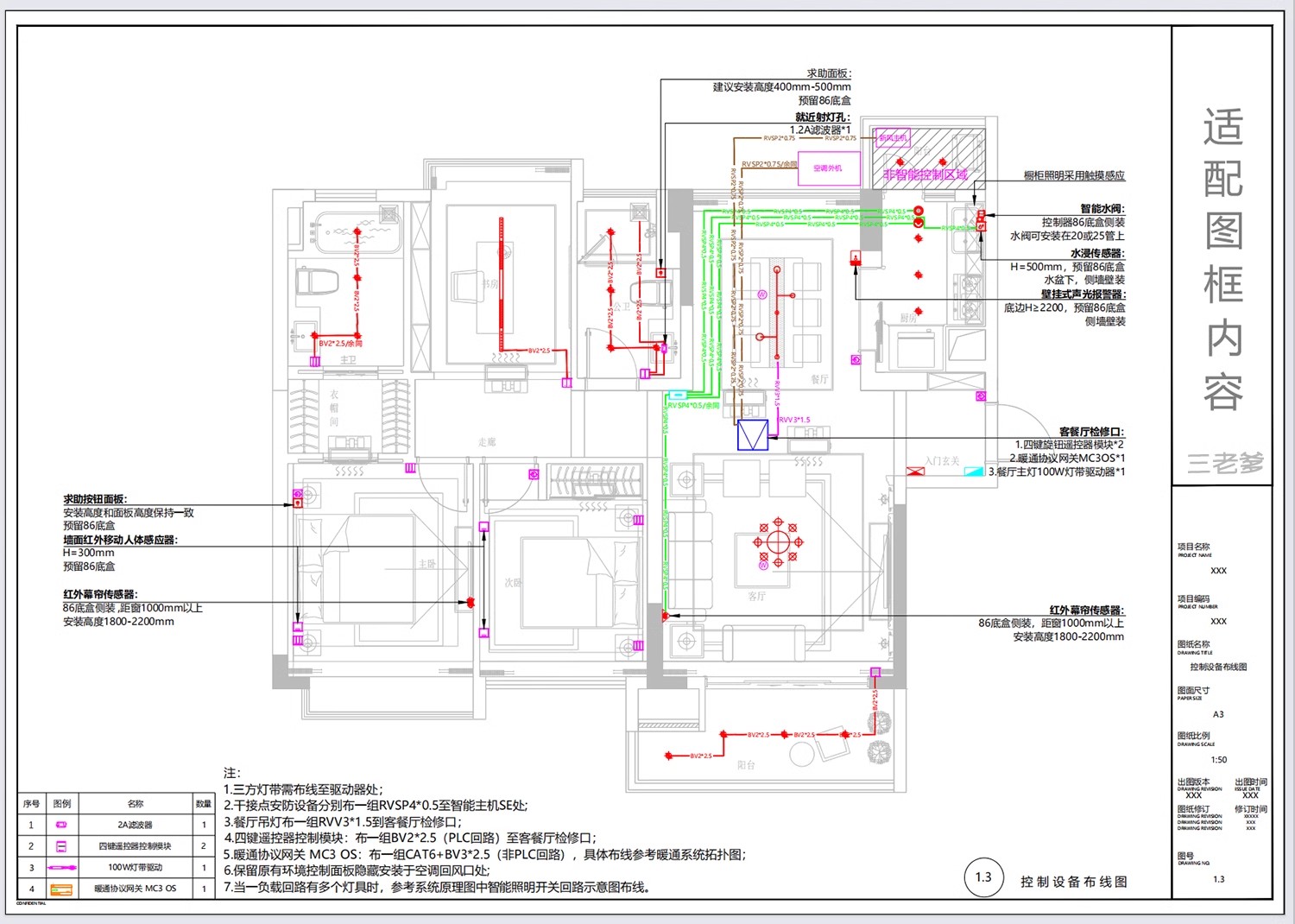 图片[19]-全屋智能家居方案施工图纸开关灯具图例平面图设计模板CAD施工图-大怪兽分享