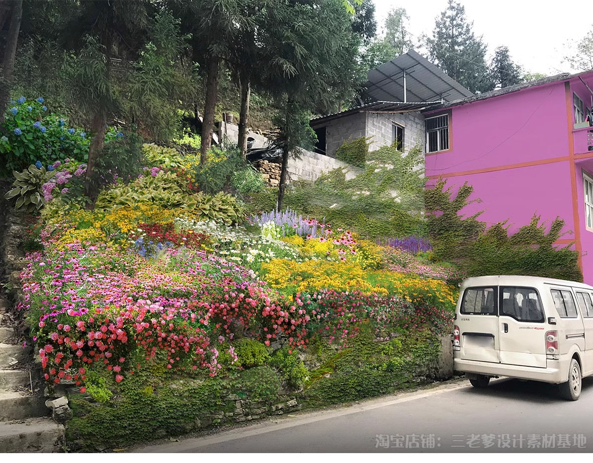 图片[20]-新农村环境景观改造效果图ps后期 美丽乡村绿化花境卉素材psd分层-大怪兽分享