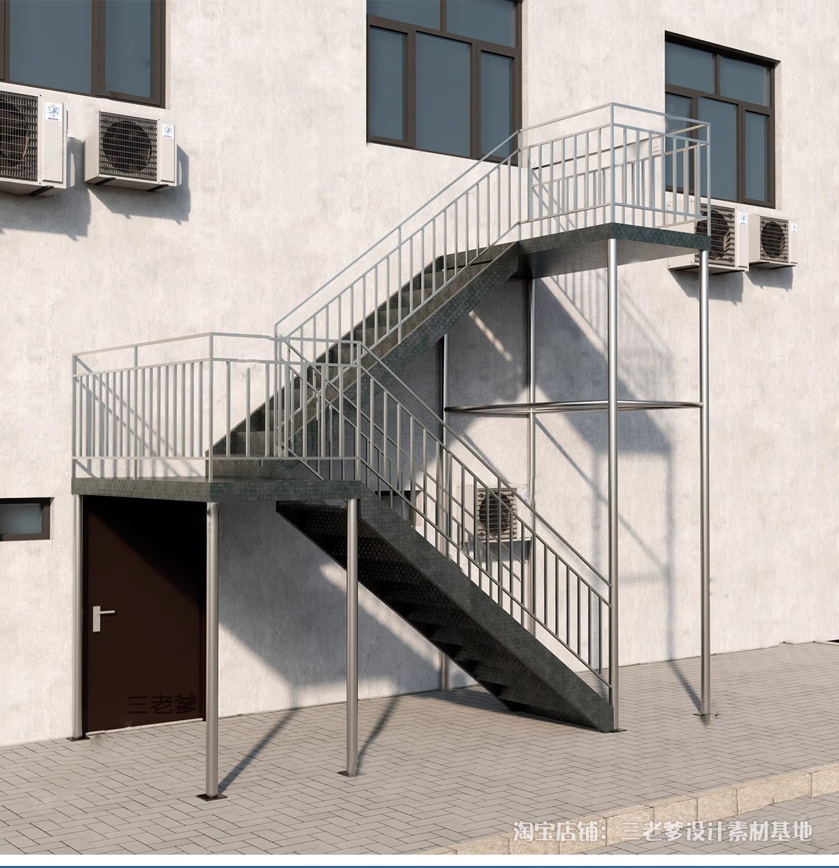 图片[21]-户外钢结构楼梯SU模型建筑工地安全爬梯设计sketchup草图大师素材-大怪兽分享