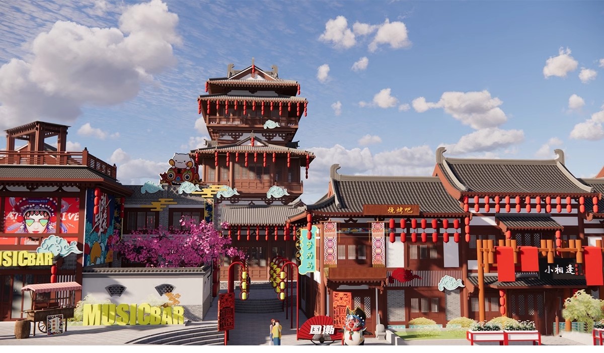 图片[21]-草图大师中式商业街古镇仿古风情步行街古建小镇旅游度假区SU模型-大怪兽分享