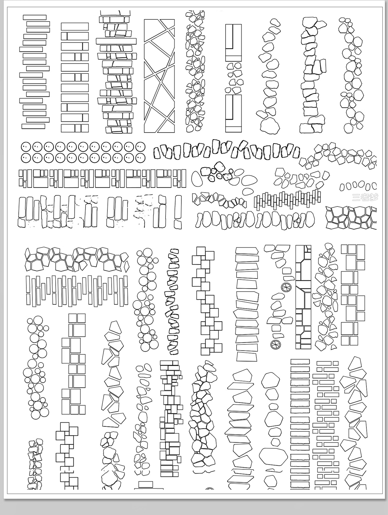 图片[21]-步道汀步小路CAD施工图 地面园林铺装中式别墅庭院景观小品图库块-大怪兽分享