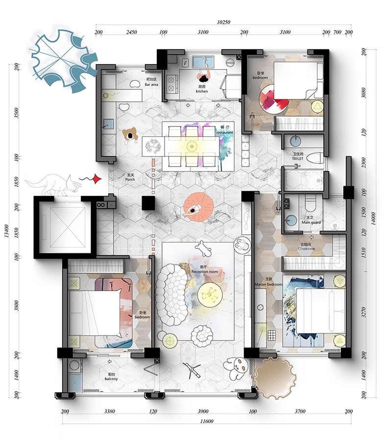 图片[21]-彩色立面平面ps彩平图PSD源文件 住宅家居布局网红风简约现代素材-大怪兽分享