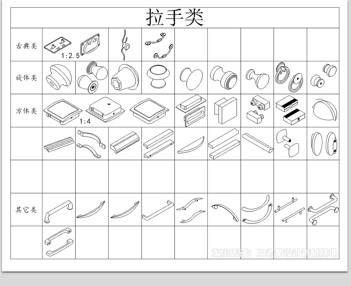 图片[21]-全屋定制五金CAD图库 家具柜子设计下单图拆单图拉手配件施工图纸-大怪兽分享