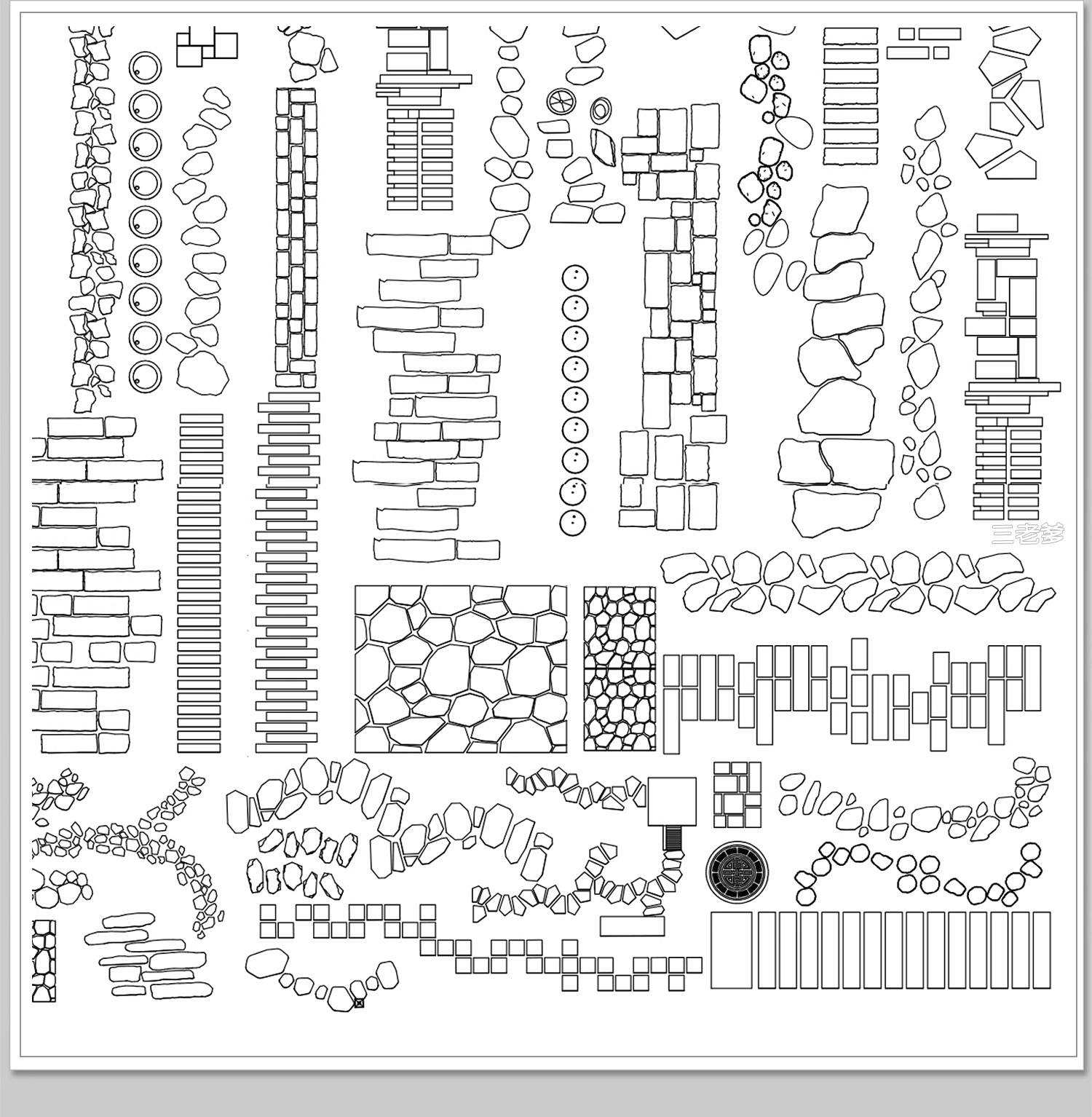 图片[22]-步道汀步小路CAD施工图 地面园林铺装中式别墅庭院景观小品图库块-大怪兽分享