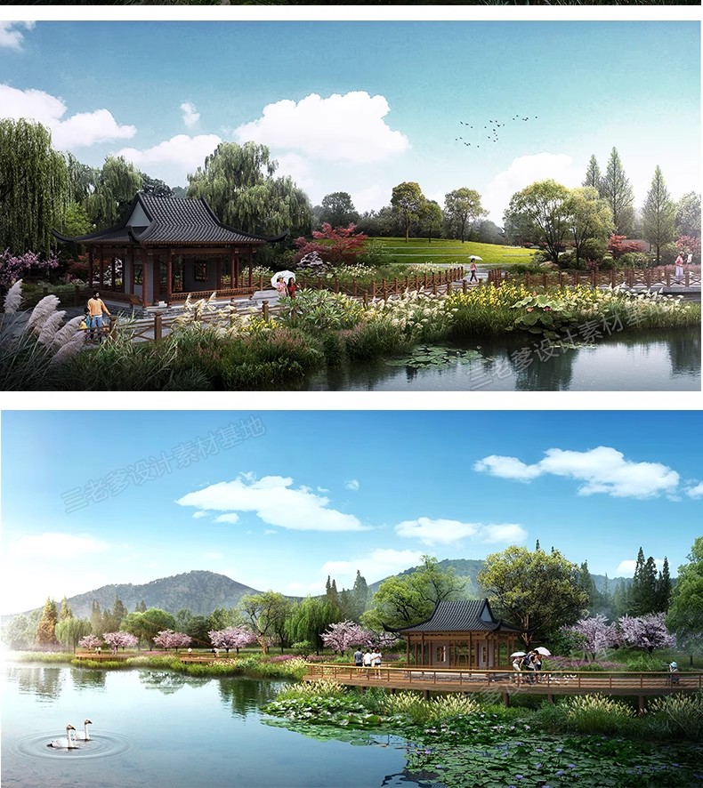 图片[22]-园林景观 PS湿地公园效果图psd分层后期素材透视图滨水滨河拼贴风-大怪兽分享