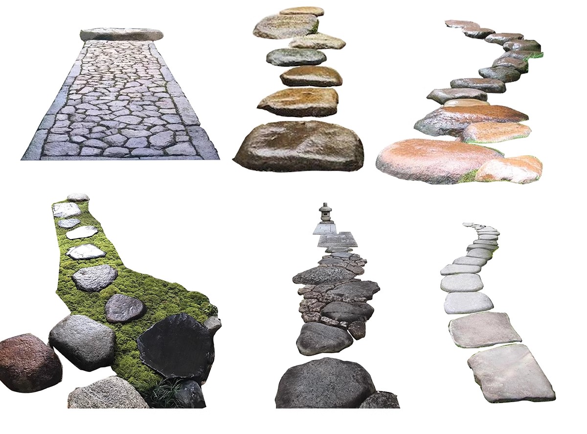 图片[22]-汀步平面彩平图psd素材公园庭院效果踏步石园林小路青石板PS拼贴-大怪兽分享