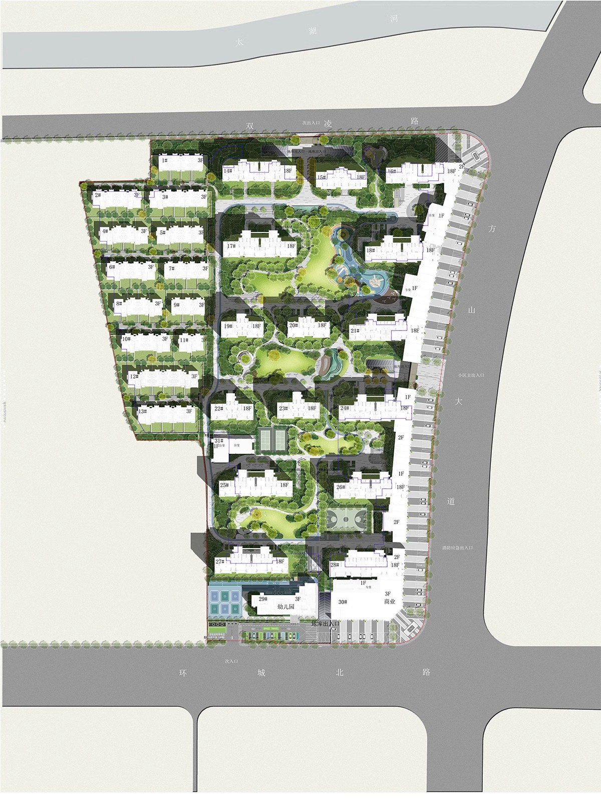 图片[26]-居住小区规划PSD总平面图设计素材 住宅园林景观PS彩色平面效果图-大怪兽分享