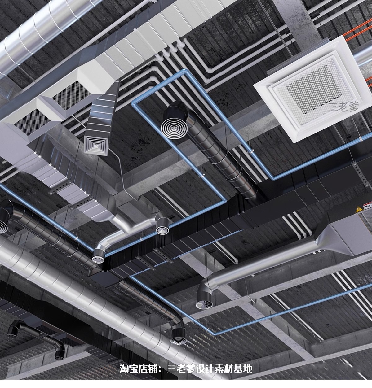 图片[22]-吊顶3D模型 天花顶棚装饰铝扣板风格集成石膏浴霸排气扇3DMAX素材-大怪兽分享