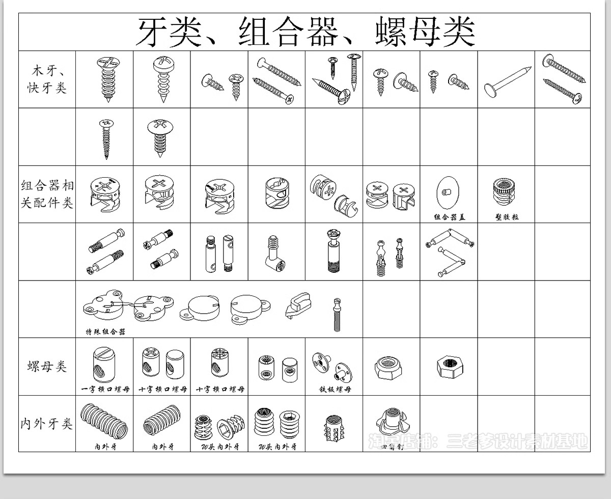 图片[22]-全屋定制五金CAD图库 家具柜子设计下单图拆单图拉手配件施工图纸-大怪兽分享