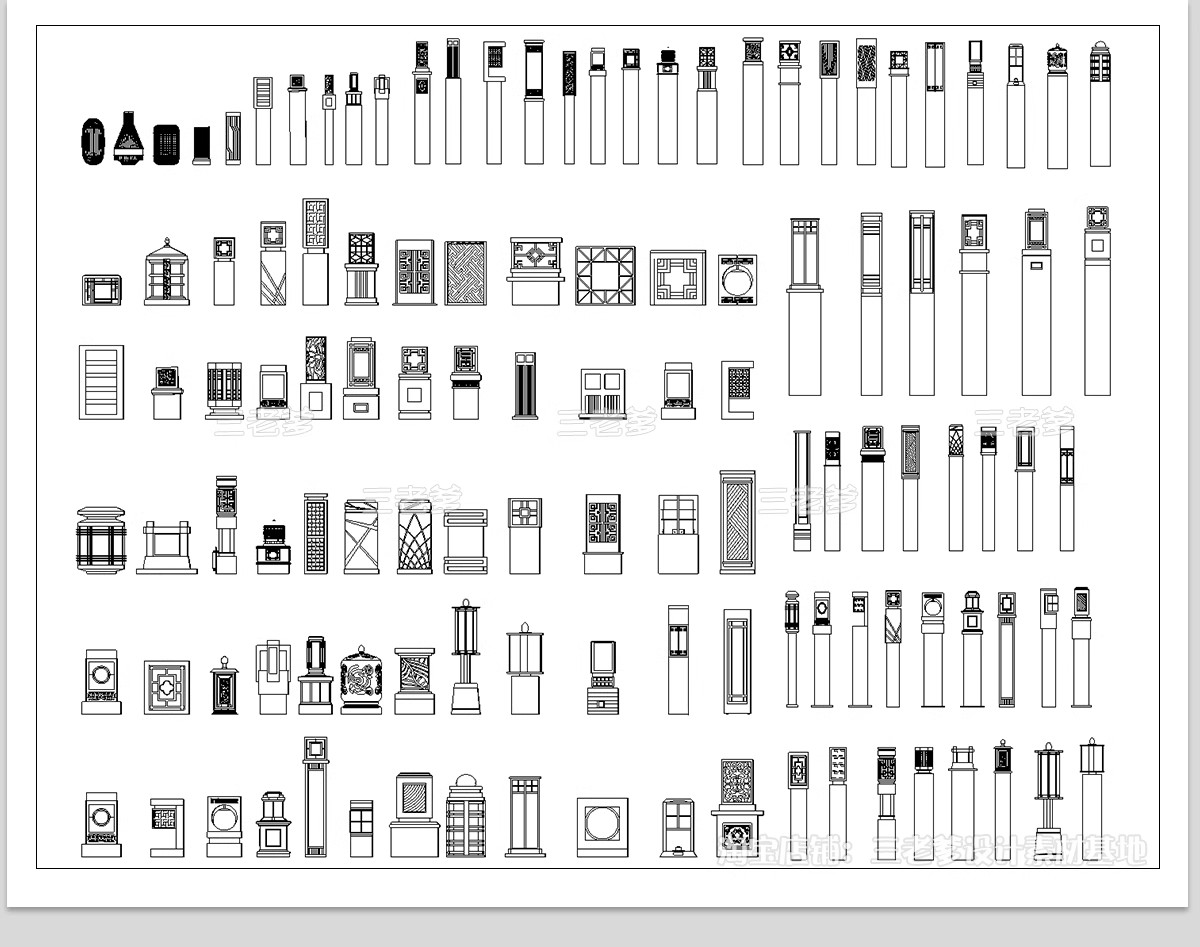 图片[22]-景观灯CAD图库 园林庭院灯高杆灯草坪灯园路灯灯具大样节点施工图-大怪兽分享