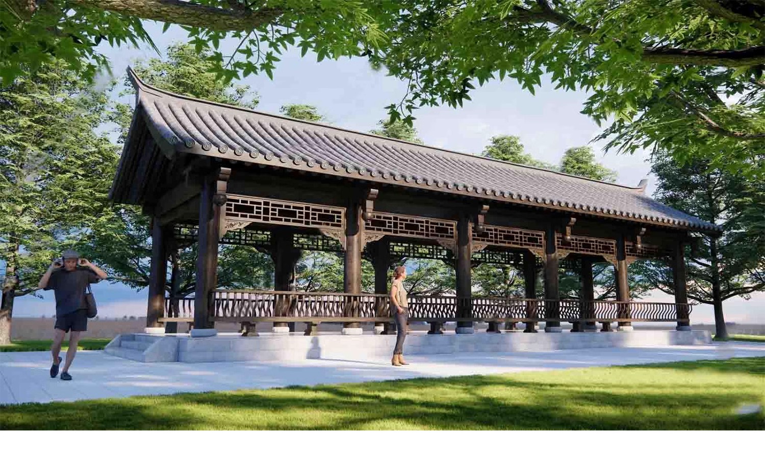 图片[22]-仿古长廊公园景区古建木廊连廊廊架亭廊景观亭子SU模型草图大师-大怪兽分享