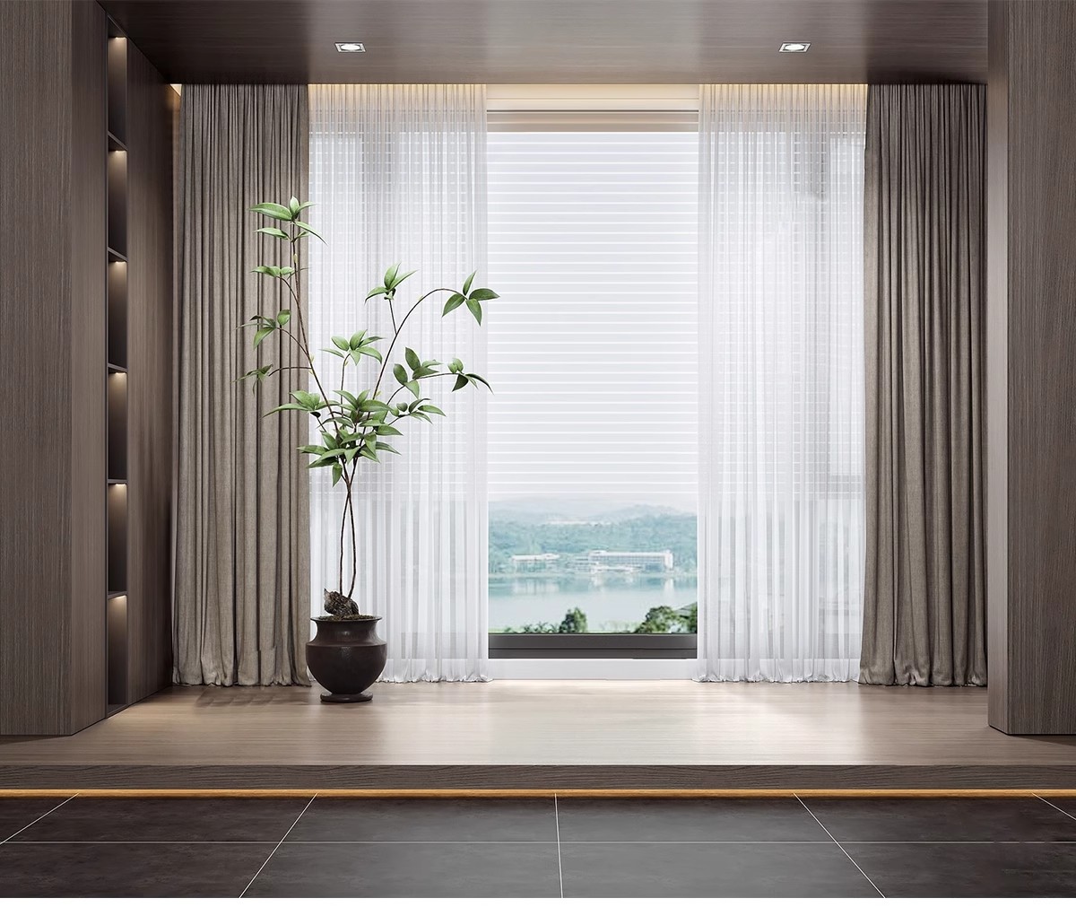 图片[22]-客厅卧室软装现代布艺罗马杆窗帘纱帘帷幔遮光拉帘SU模型草图大师-大怪兽分享