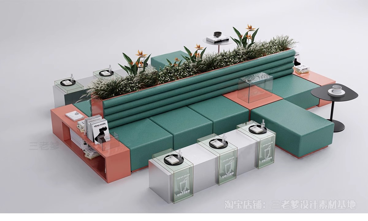 图片[22]-现代北欧咖啡厅餐厅火锅店甜品奶茶店卡座坐椅草图大师SU模型素材-大怪兽分享