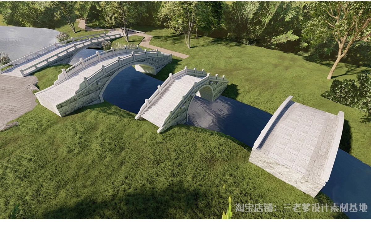 图片[21]-景观桥石桥拱桥木桥SU模型sketchup设计素材库新中式草图大师小桥-大怪兽分享