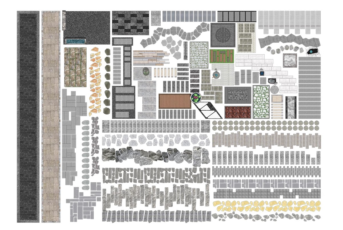 图片[23]-汀步平面彩平图psd素材公园庭院效果踏步石园林小路青石板PS拼贴-大怪兽分享