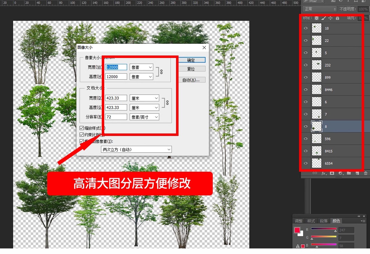 图片[20]-古风植物彩平园林景观复古小清新平面立面树木psd分层免抠PS素材-大怪兽分享