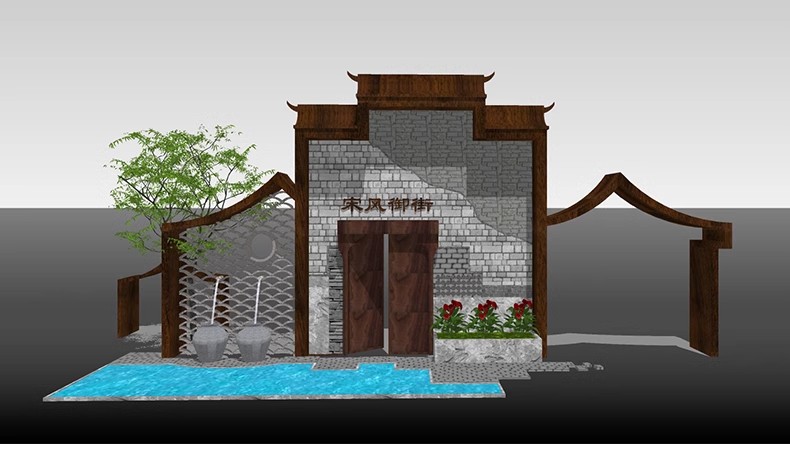 图片[22]-新中式乡村民宿民俗文化景墙SU模型农村村庄景区入口标识村标小品-大怪兽分享