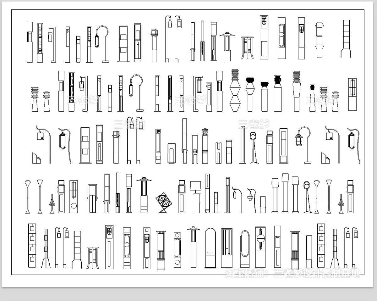 图片[23]-景观灯CAD图库 园林庭院灯高杆灯草坪灯园路灯灯具大样节点施工图-大怪兽分享