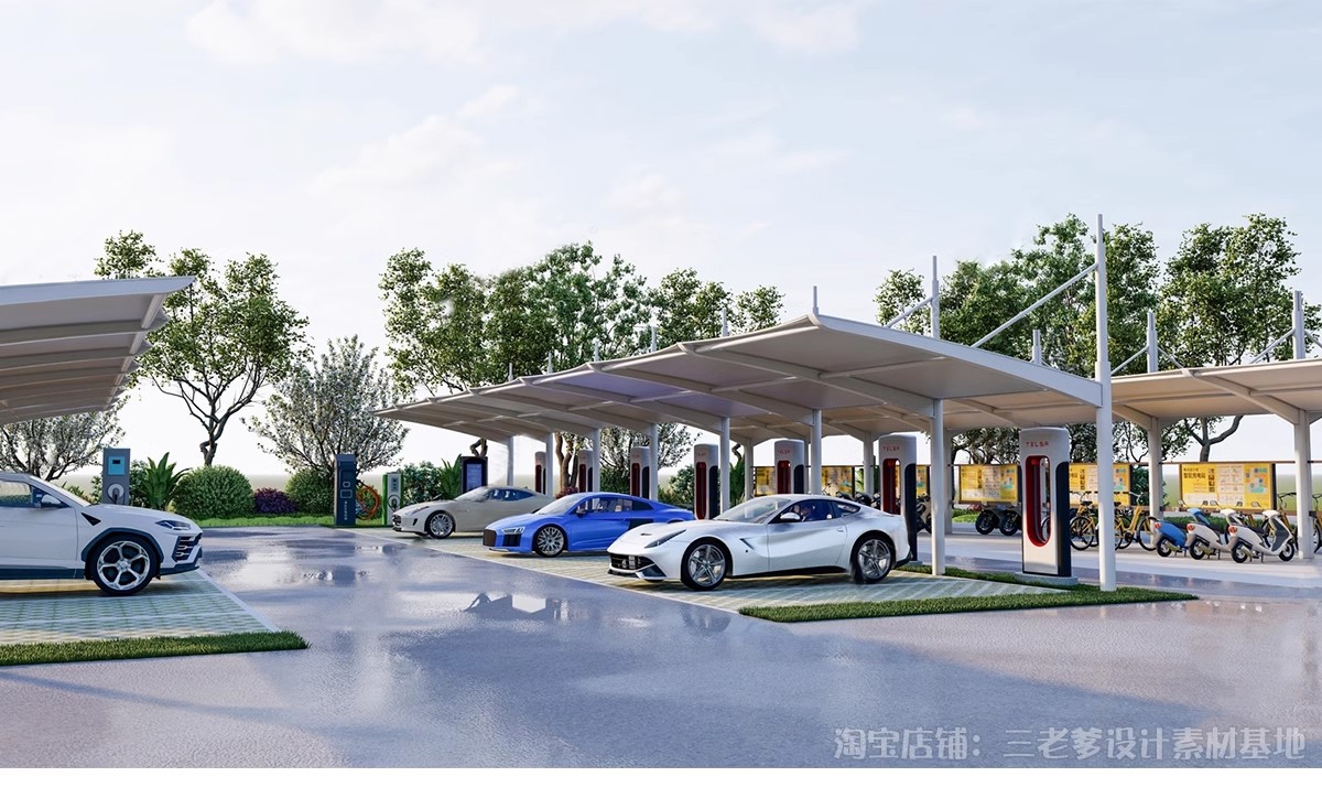 图片[23]-户外生态露天停车场SU模型公共停车坪停车位sketchup草图大师素材-大怪兽分享