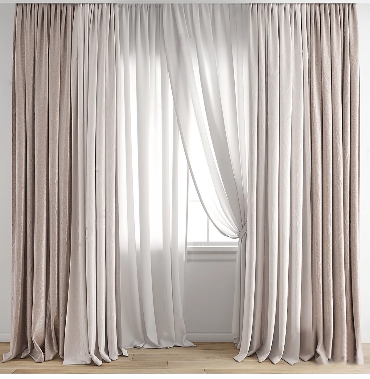 图片[23]-客厅卧室软装现代布艺罗马杆窗帘纱帘帷幔遮光拉帘SU模型草图大师-大怪兽分享