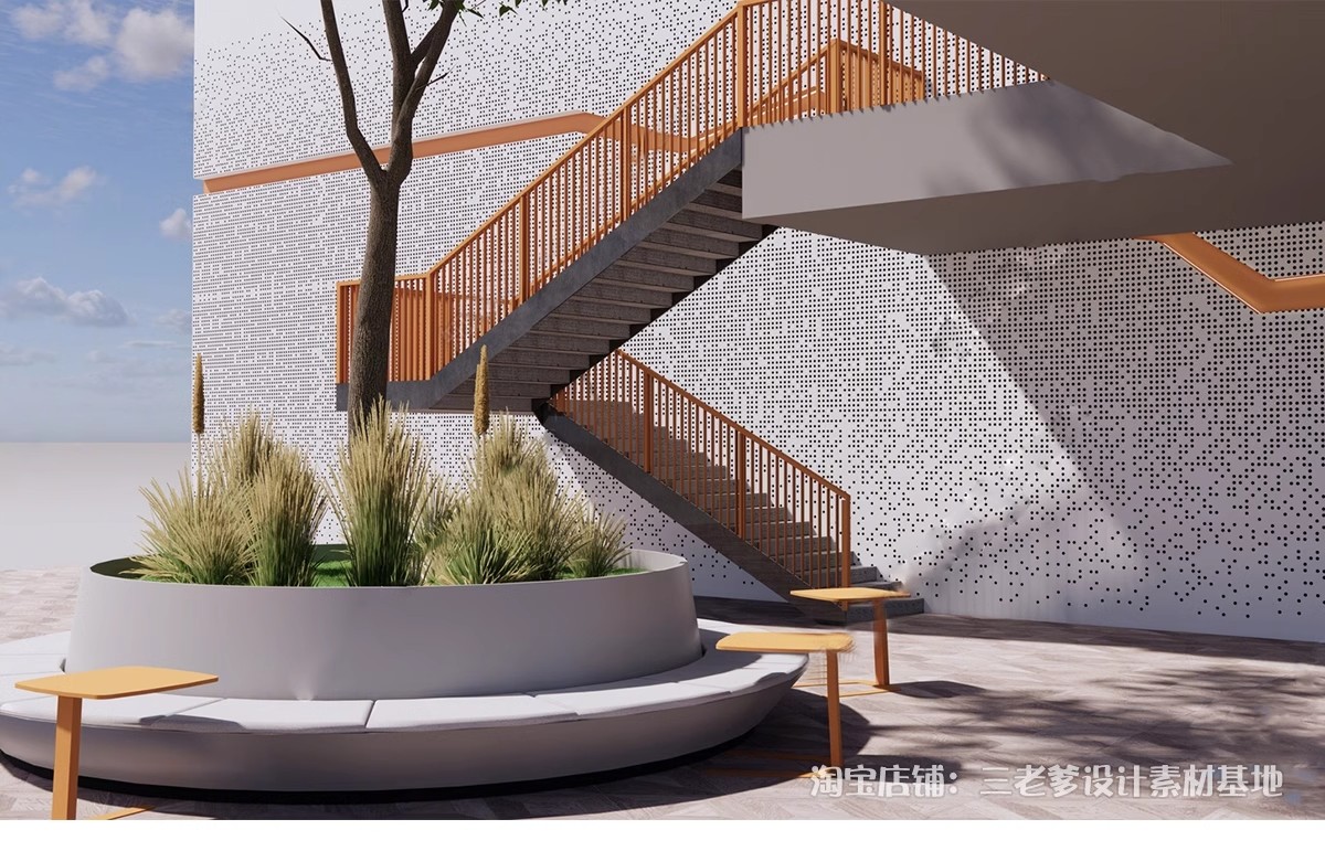 图片[23]-户外钢结构楼梯SU模型建筑工地安全爬梯设计sketchup草图大师素材-大怪兽分享