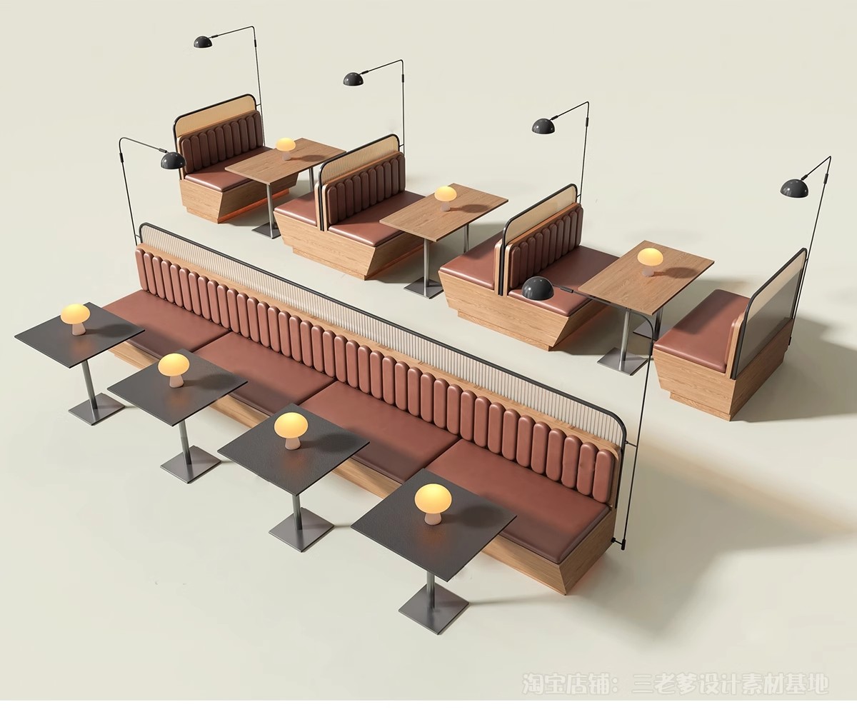 图片[23]-现代北欧咖啡厅餐厅火锅店甜品奶茶店卡座坐椅草图大师SU模型素材-大怪兽分享