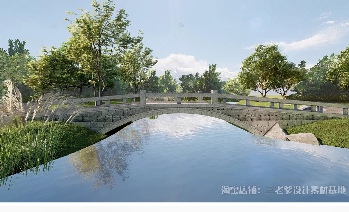 图片[22]-景观桥石桥拱桥木桥SU模型sketchup设计素材库新中式草图大师小桥-大怪兽分享