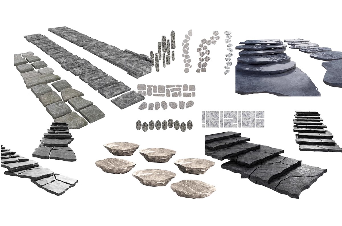 图片[24]-汀步平面彩平图psd素材公园庭院效果踏步石园林小路青石板PS拼贴-大怪兽分享