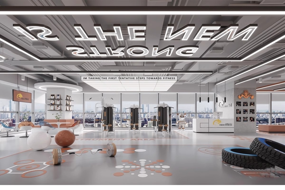 图片[23]-现代工业风健身房SU模型配套CAD施工图俱乐部私教瑜伽室草图大师-大怪兽分享