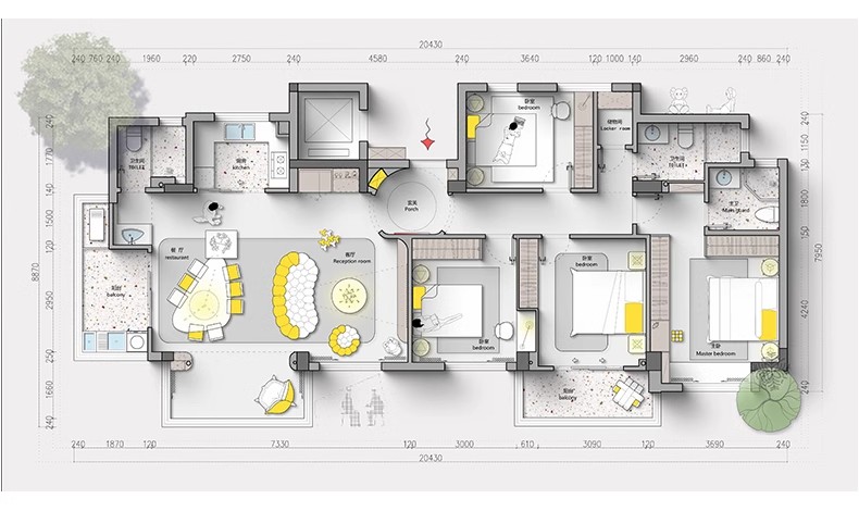 图片[24]-彩色立面平面ps彩平图PSD源文件 住宅家居布局网红风简约现代素材-大怪兽分享