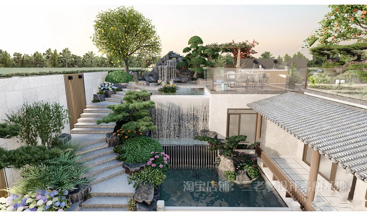 图片[24]-下沉式庭院私家花园别墅天井室内造景景观植物小品su模型草图大师-大怪兽分享