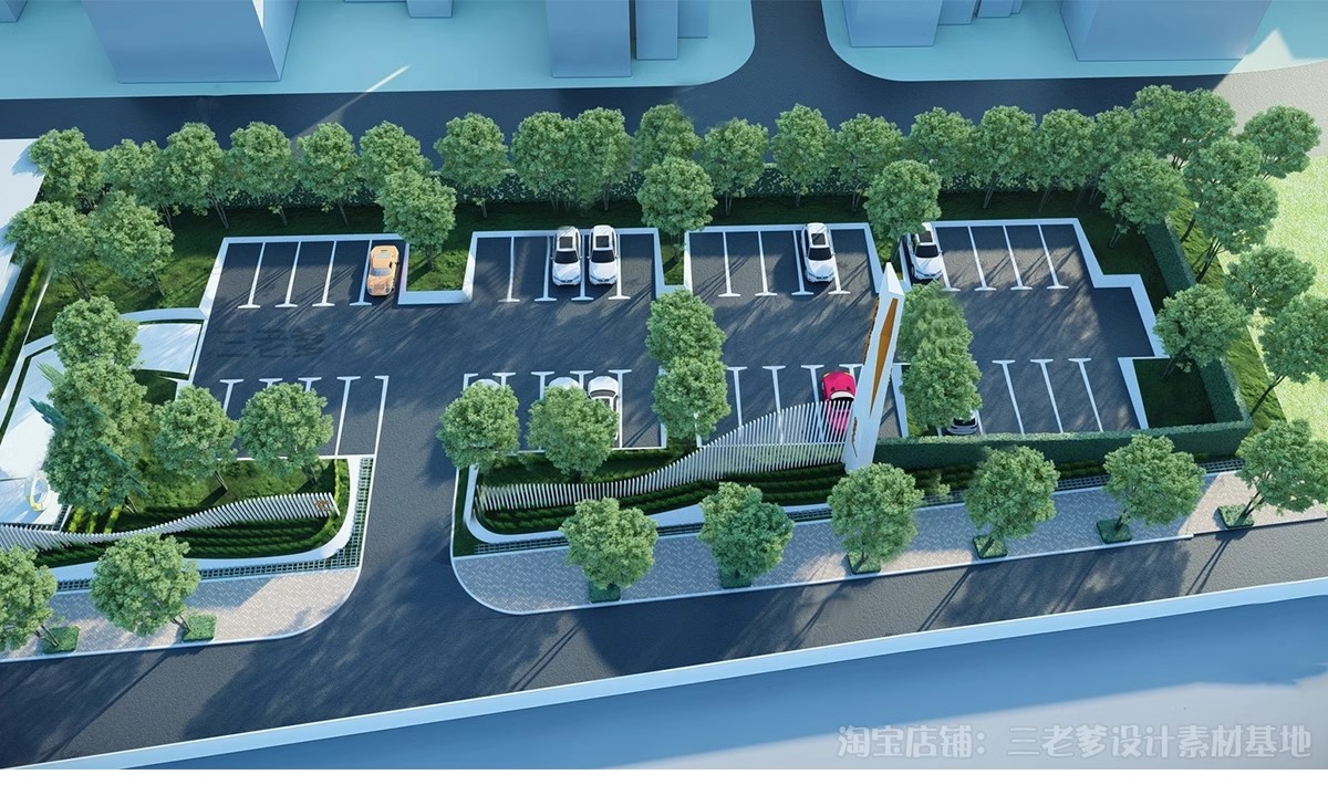 图片[24]-户外生态露天停车场SU模型公共停车坪停车位sketchup草图大师素材-大怪兽分享