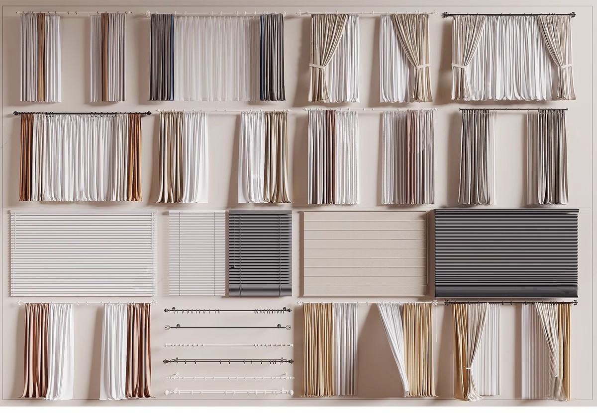 图片[24]-客厅卧室软装现代布艺罗马杆窗帘纱帘帷幔遮光拉帘SU模型草图大师-大怪兽分享