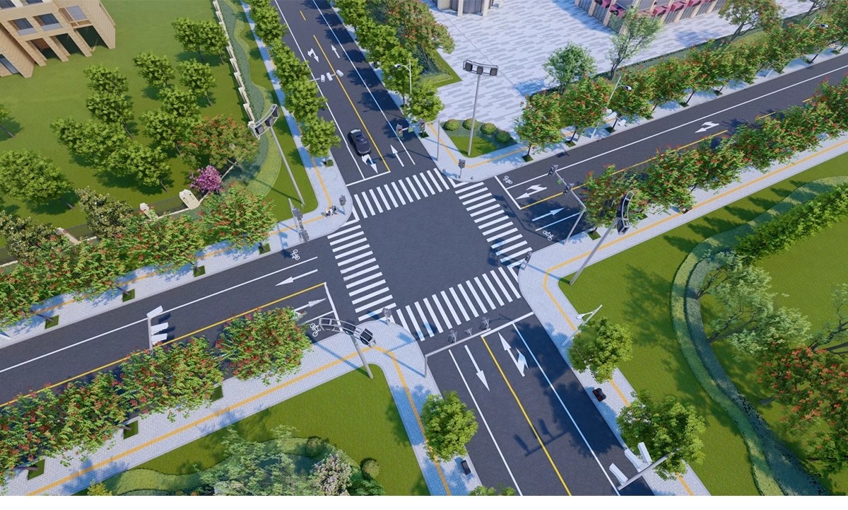 图片[24]-城市道路公路车行道斑马线地面指示线十字交通路口su模型草图大师-大怪兽分享