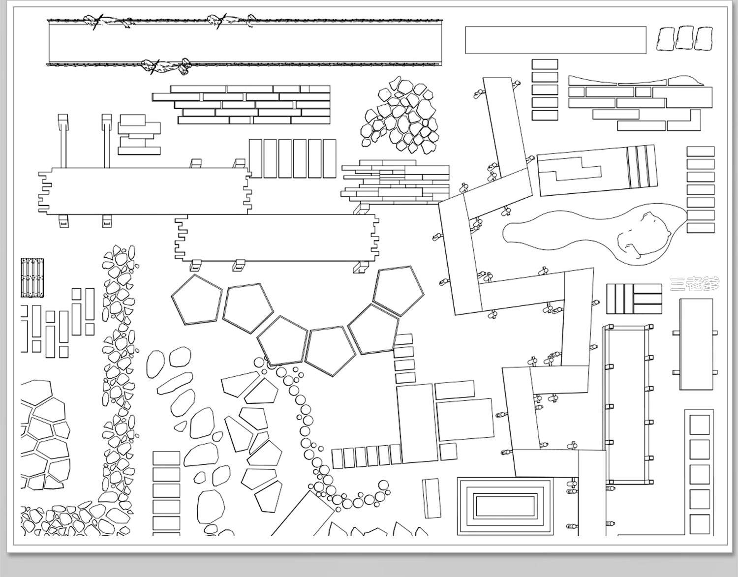 图片[25]-步道汀步小路CAD施工图 地面园林铺装中式别墅庭院景观小品图库块-大怪兽分享