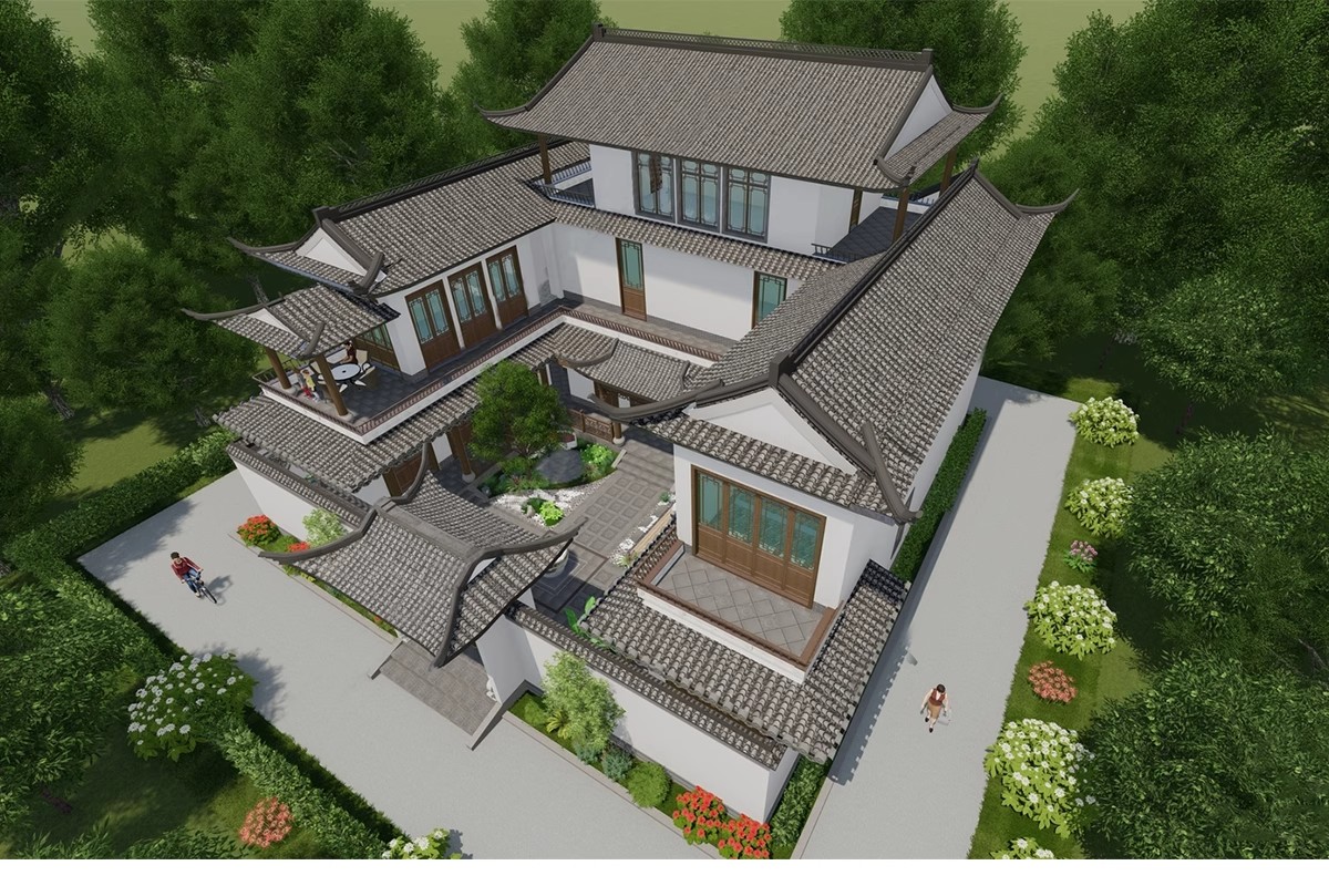 图片[25]-美丽乡村新中式徽派民宿民居民房别墅四合院建筑草图大师SU模型库-大怪兽分享